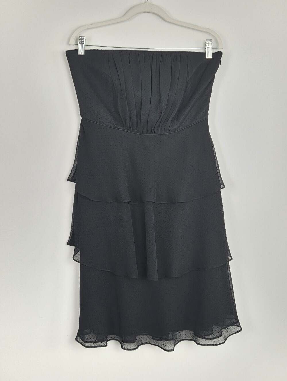 White House Black Market Strapless Black Tiered Dress Size 10